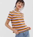 Asos Design Petite Crew Neck T-shirt In Retro Stripe - Multi
