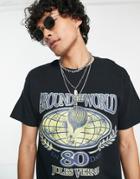Vintage Supply T-shirt In Black With Around The World Print