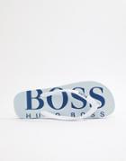Boss Logo Flip Flops In White - White