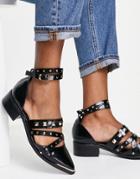 Asos Design Modish Hardware Point Flat Shoes In Black