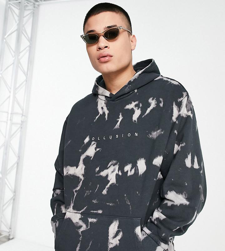 Collusion Hoodie In Black Tie Dye With Embroidered Logo - Part Of A Set