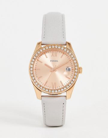 Fossil Ladies Scarlette Leather Watch Es4556-white