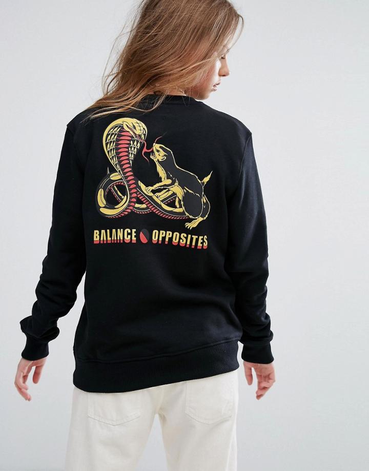 Rvca Boyfriend Sweatshirt With Cobra Print - Black