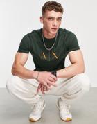 Armani Exchange Repeat Graphic Logo T-shirt In Khaki-green