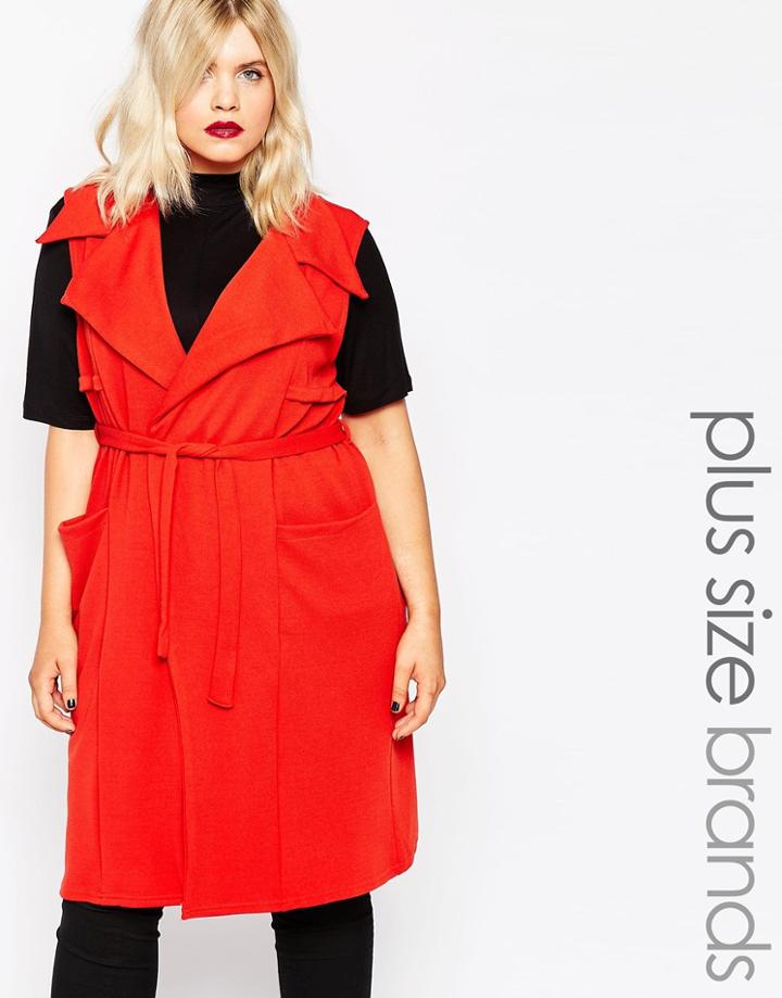 Ax Paris Plus Sleeveless Jacket - Rust