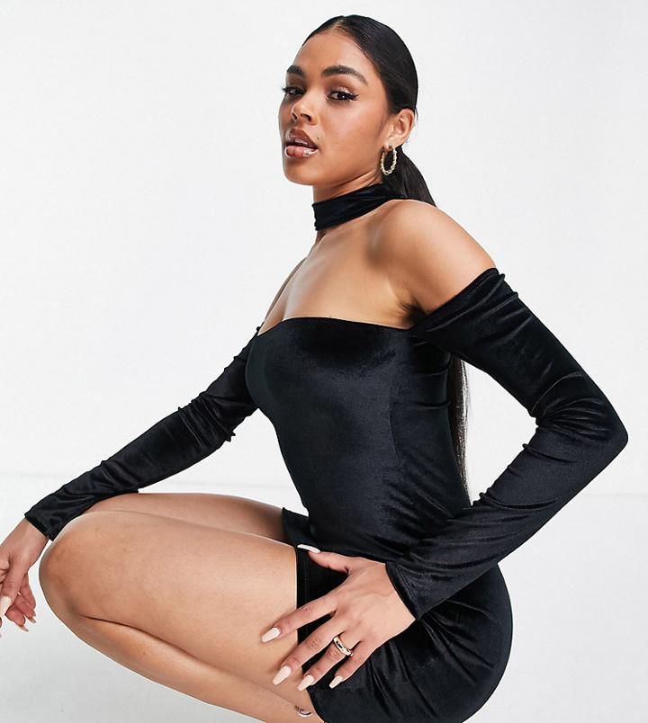 Asyou Choker Mini Dress In Black