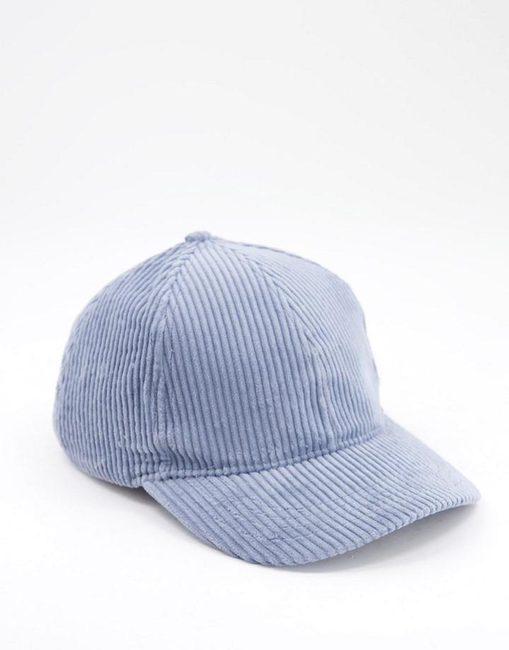 Asos Design Chunky Cord Baseball Cap In Blue-blues