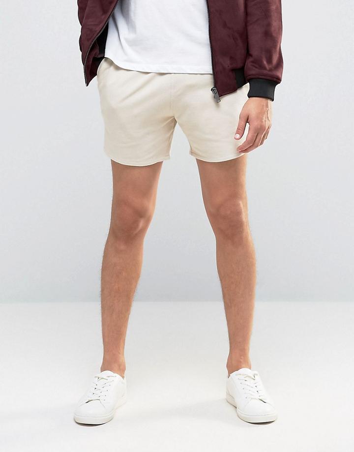 Asos Jersey Runner Shorts In Cement - Beige
