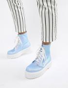 Asos Design Attitude Chunky Lace Up Boots - Blue