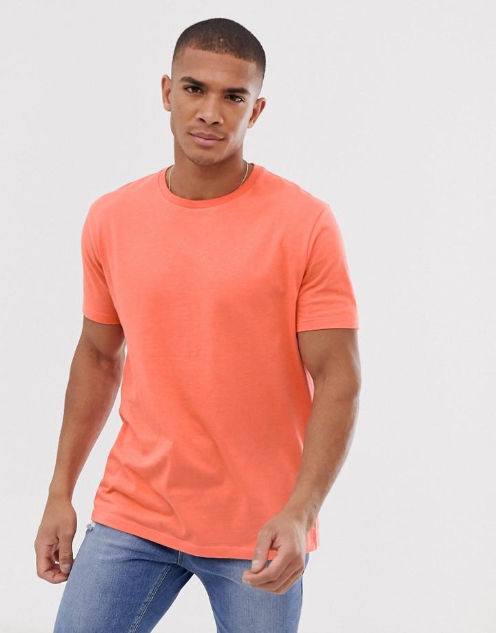Asos Design Relaxed T-shirt With Crew Neck In Orange - Orange