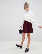 Asos Design Tailored Cord Mini Skirt In Burgundy