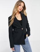 Miss Selfridge Cut Out Back Blazer In Black