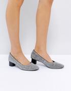 Mango Mid Heeled Ballet Shoe - Silver