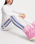 Liquorish Ski Base Layer Leggings In White And Multi