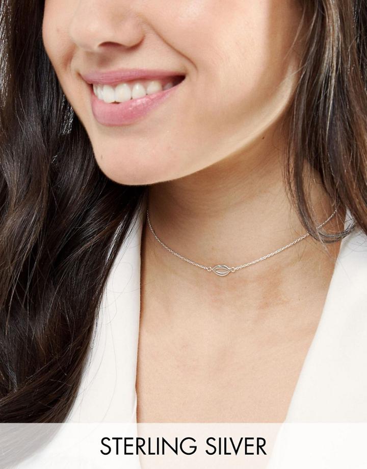 Asos Sterling Silver Lips Choker Necklace - Silver