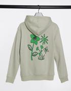 Weekday Standard Hoodie With Natural Energy Print In Green