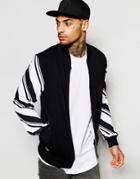 New Era Varsity Jacket With Stripe Sleeves - Black