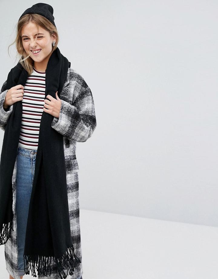 Monki Oversized Tassel Scarf - Black