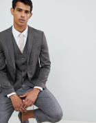 Selected Homme Skinny Suit Jacket In Check-brown