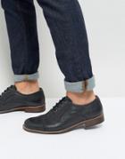 Silver Street Milled Brogue In Black Leather - Black