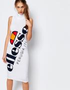 Ellesse High Neck Body-conscious Dress With Full Large Logo - White