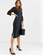 Vero Moda Knitted Midi Dress With Side Split In Gray
