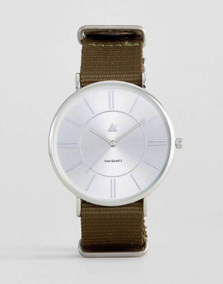 Asos Watch With Khaki Strap - Green