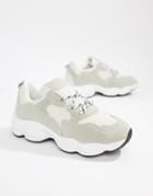Public Desire Wolf White And Grey Mix Chunky Trainers - White