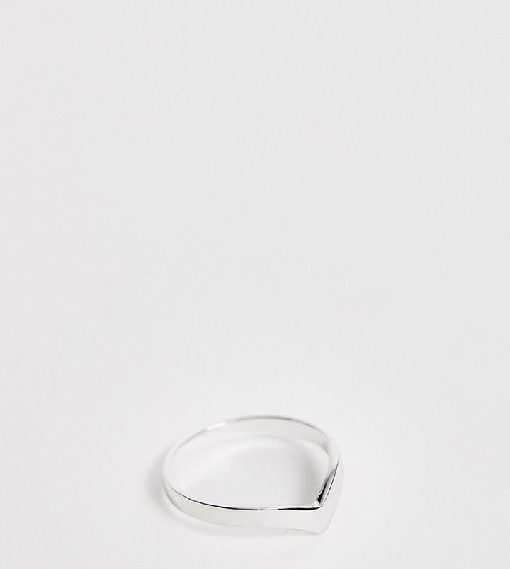 Asos Design Curve Sterling Silver Ring In V Shape - Silver