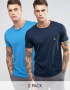Emporio Armani Regular Fit T-shirt In 2 Pack - Blue