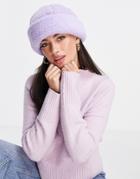 Asos Design Recycled Fleece Fisherman Beanie In Lilac-purple