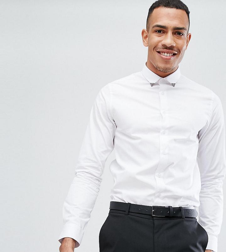 Noose & Monkey Tall Skinny Smart Shirt With Collar - White