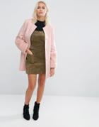 Helene Berman Faux Fur Cuff Coat In Pink - Pink