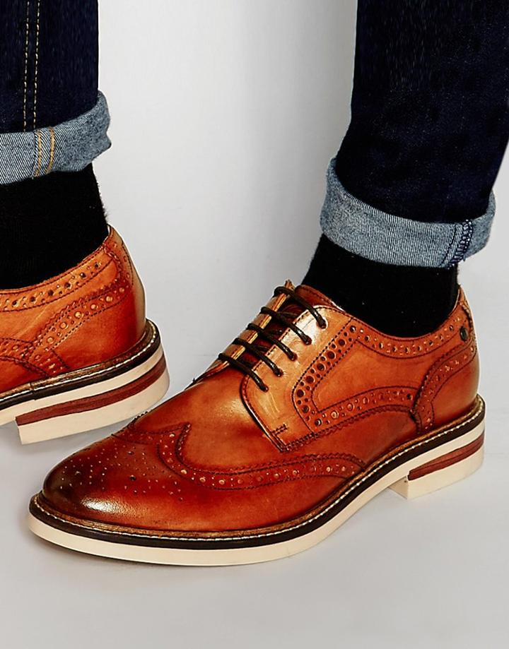 Base London Apsley Leather Oxford Brogue Shoes - Tan