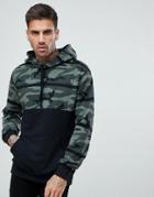 Pull & Bear Hoodie With Camo Color Block In Khaki - Green