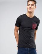 Jack And Jones T-shirt With Leopard Print Pocket - Black