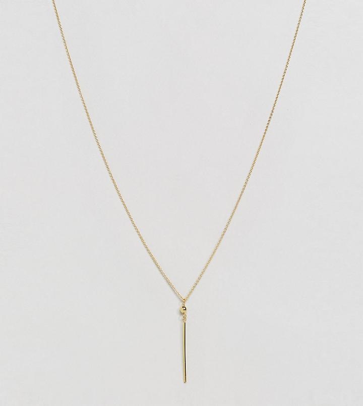 Asos Gold Plated Sterling Silver Bar Necklace - Gold
