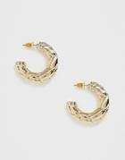 Asos Design Hoop Earrings In Chunky Bubble Texture In Gold Tone - Gold