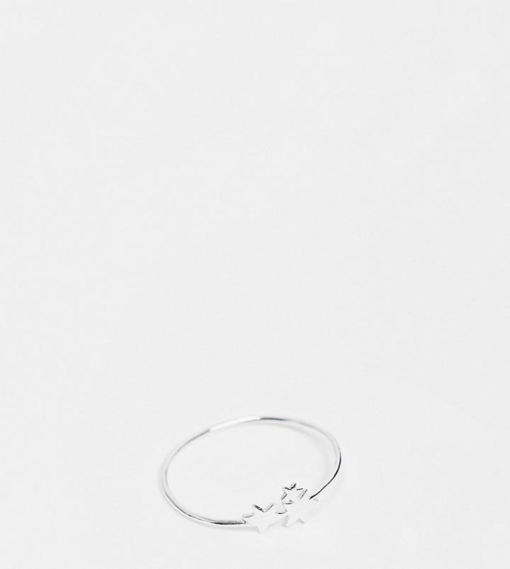 Kingsley Ryan Curve Ring With Star Cluster In Sterling Silver