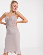 Ax Paris Cami Midi Dress In Mushroom-pink