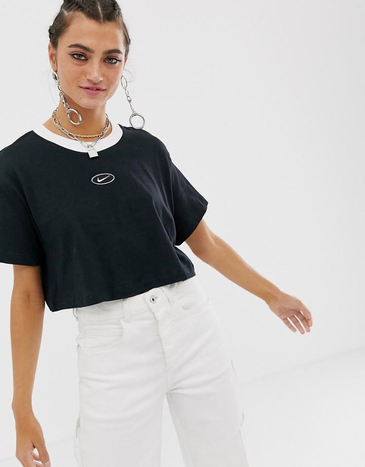 Nike Black Embroidered Swoosh Crop Top
