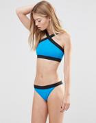 Goddiva Contrast Halter Bikini Set - Blue