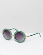 Jeepers Peepers Green Glitter Lens Sunglasses - Green