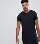 Asos Design Tall Super Longline T-shirt With Crew Neck In Black