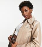 Collusion Pu Western Jacket In Brown-green