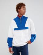 Asos Design Oversized Sweatshirt With Half Zip And Map Pocket - White