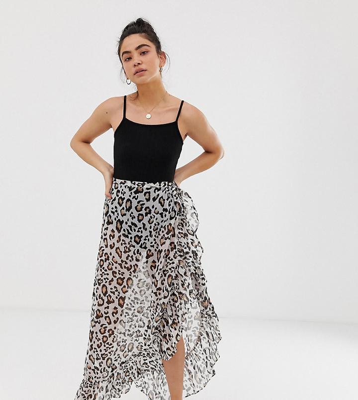 New Look Beach Skirt In Animal Print-white