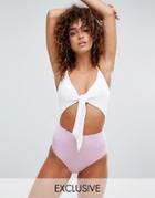 South Beach Knot Detail Open Swimsuit - Multi