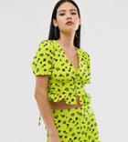 Collusion Lace Up Side Tea Blouse In Ditsy Print - Multi