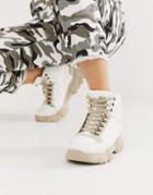 Asos Design Darkness Chunky Hiker Sneaker Boots In Off White - Cream